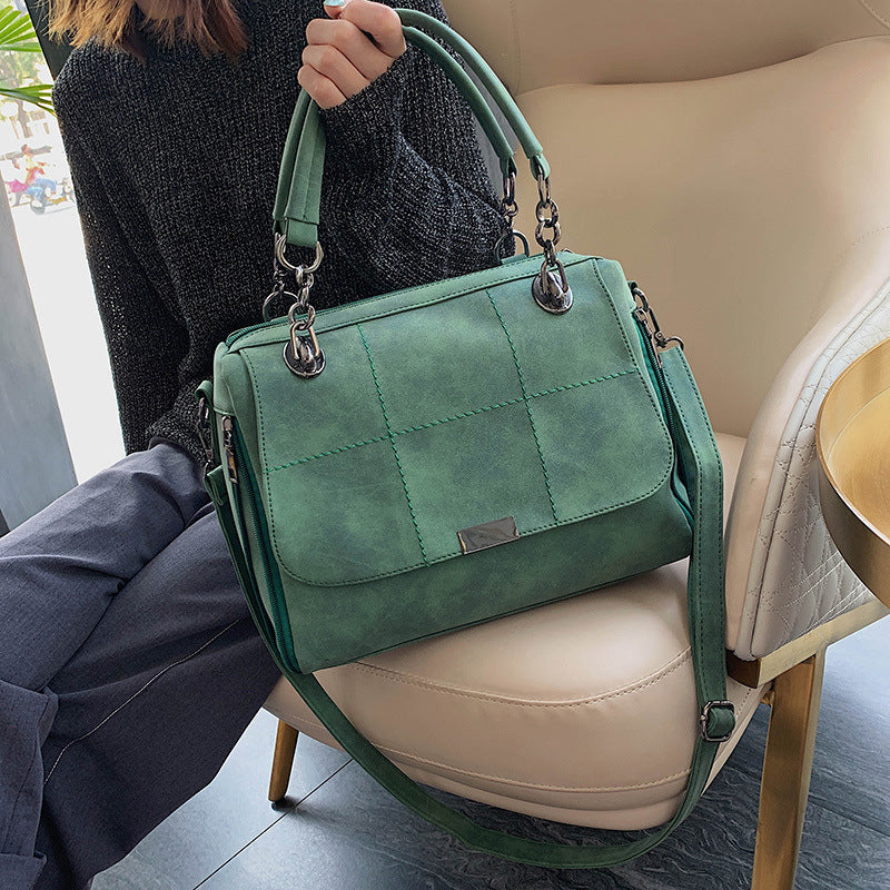 Matte Damen-Umhängetaschen, große Kapazität, Matcha-Grün, PU-Leder, Boston-Tasche für Reisehandtaschen