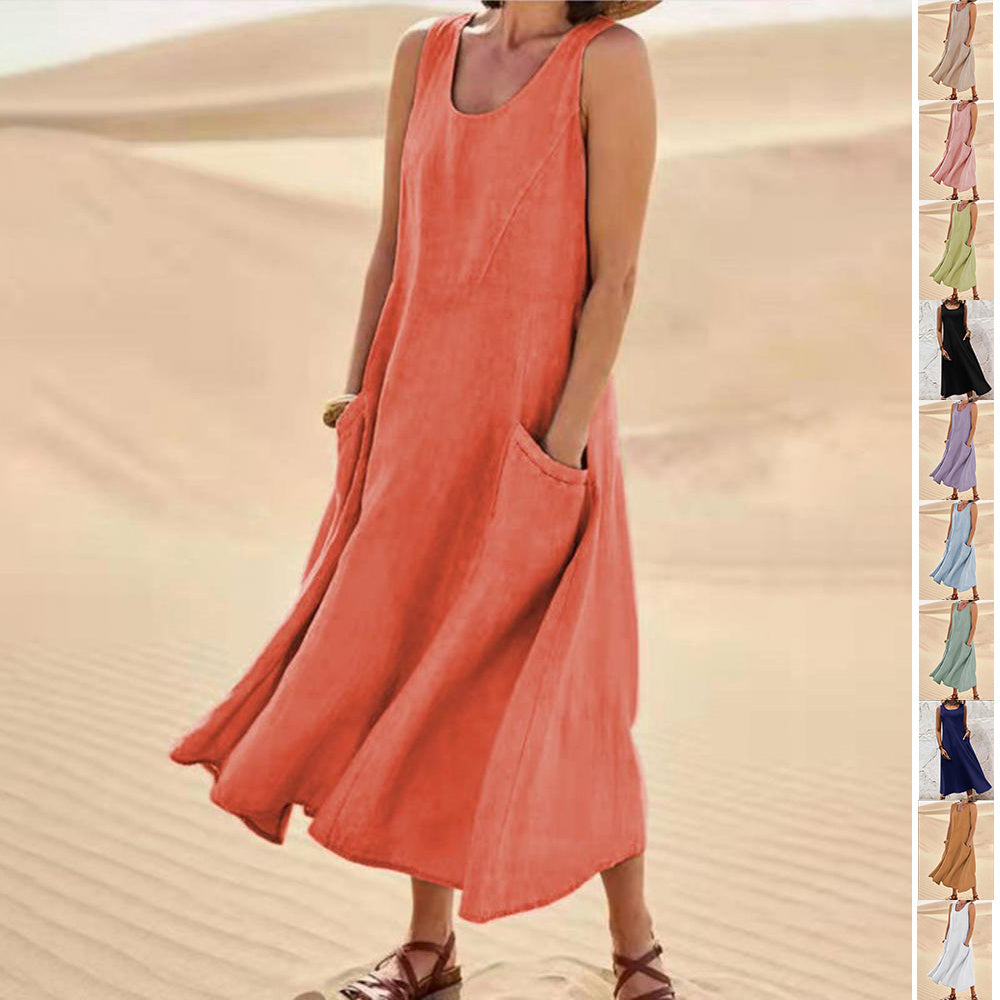 Ärmelloses langes Sommerkleid