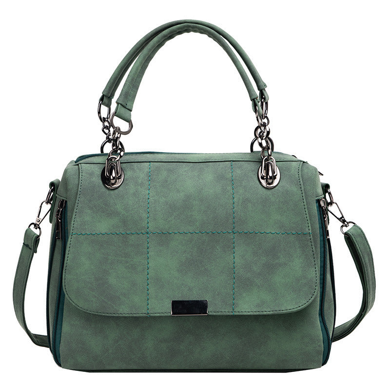 Matte Damen-Umhängetaschen, große Kapazität, Matcha-Grün, PU-Leder, Boston-Tasche für Reisehandtaschen