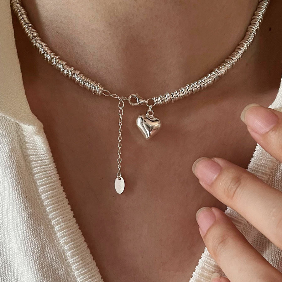 INS Style Nischendesign Liebe Anhänger Halskette Ring Perlen Schlüsselbein Kette