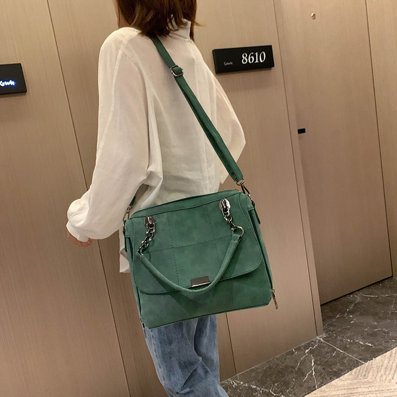 Matte Damen-Umhängetaschen, große Kapazität, Matcha-Grün, PU-Leder, Boston-Tasche für Reisehandtaschen