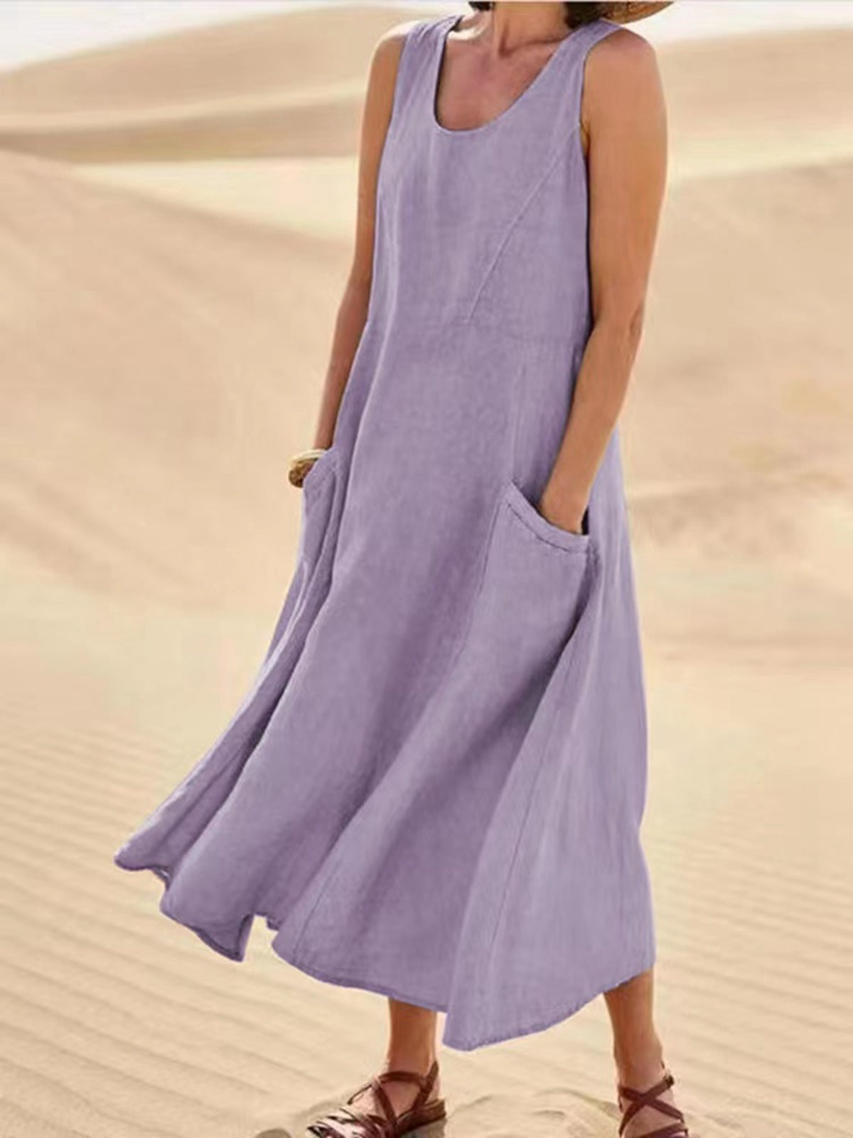 Ärmelloses langes Sommerkleid
