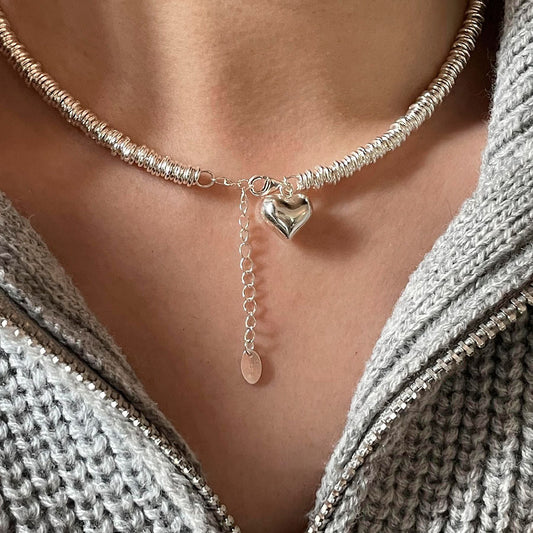 INS Style Niche Design Love Pendant Necklace Ring Beaded Clavicle Chain