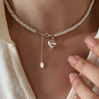 INS Style Nischendesign Liebe Anhänger Halskette Ring Perlen Schlüsselbein Kette